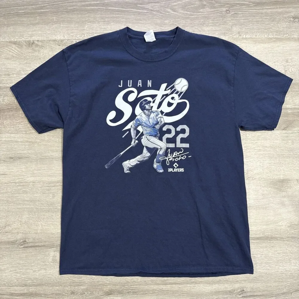 Juan Soto Baseball Shirt MLB Players Men’s Blue Tee Number 22 Size XL